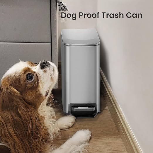 Cesun Small Bathroom Trash Can with Lid Soft Close, Step Pedal, 6 Liter / 1.6 Gallon Stainless Steel Mini Garbage Can for Office, Outdoor Trash Bin with Removable Inner Bucket (Silver) - Image 6