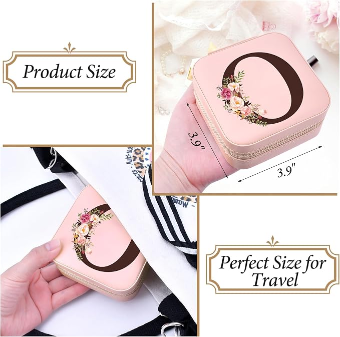 Travel Jewelry Case Box Organizer, Personalized Gifts for Women Wife Mom Aunt, Mothers Day Mom Gifts from Daughter Son, Bridal Shower Giftware for Women, Bridesmaid Proposal Unique Presents, Initial O - Image 4