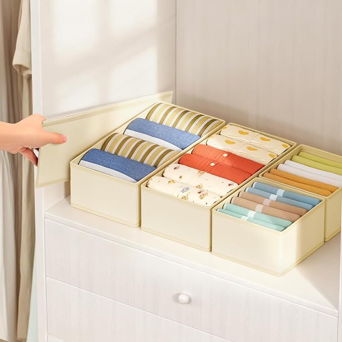 DIMJ Drawer Organizer Clothes Storage - 18 Pack Baby Dresser Organizer for Nursery, Foldable Drawer Dividers for Bedroom Closet Organization, Fabric Storage Bins for Socks, Underwears, Bras - Image 7