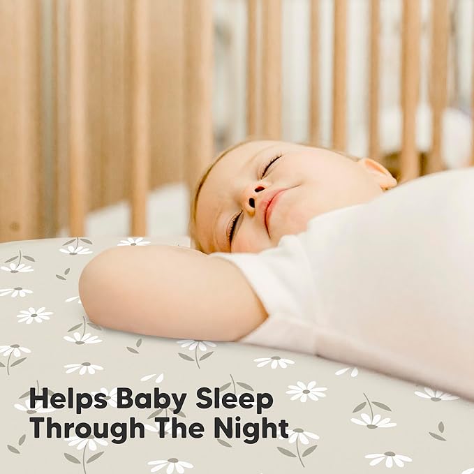 2-Pack Waterproof Baby Crib Sheets for Boys, Girls - 52x28 Viscose Derived from Bamboo Toddler Bed Sheet Neutral, Fitted Crib Mattress Protector Cover for Baby Bedding, Soft & Gentle (Daisies)