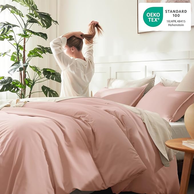 Litanika Comforters Twin XL Size Blush, 2 Pieces Lightweight Solid Bedding Set & Collections, All Season Fluffy Bed Set (68x92 Inches Comforter & 1 Pillowcase)