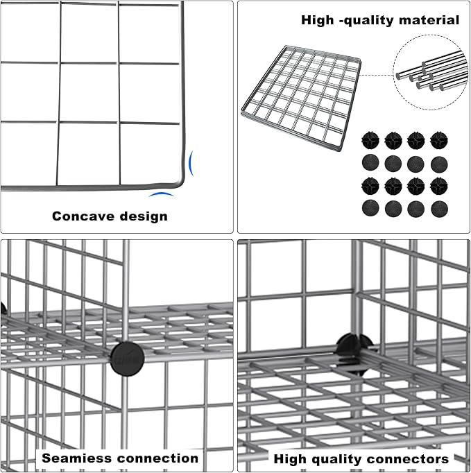 C&AHOME Wire Cube Storage, 12 - Cube Organizer Metal C Grids, Modular Shelves Units, Closet Organizer, Ideal for Home, Office, Living Room, 36.6”L x 12.4”W 48.4”H, Silver Gray UWCS3012G - Image 8