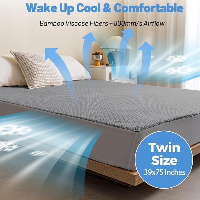 Premium Bamboo Mattress Protector – Twin Size, Waterproof, & Ultra Soft Breathable Noiseless Washable Bed Mattress Cover for Comfort & Protection MC03TWIN-LG