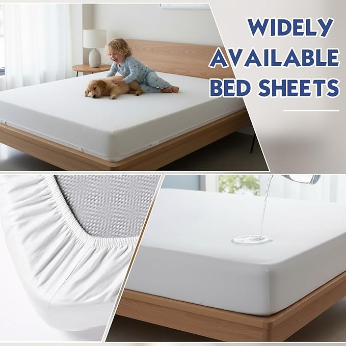 10 Pack Mattress Topper Cover Memory Foam Protector Queen Size Waterproof White Mattress Pad with Deep Pocket 3"-15" Depth, Soft & Breathable Bed Cover for Hotel Dorm Room Bedroom