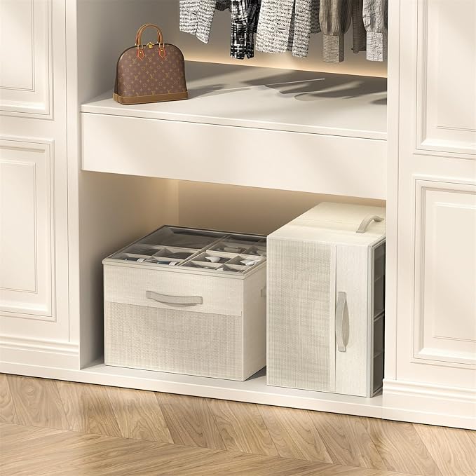 Aokeyee Shoe Organizer for Closet,Foldable Shoe Storage Organizer Box Bin with Adjustable Dividers and Clear Cover, Fits up to 16 Pairs - Image 5