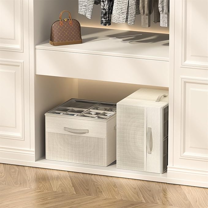 Aokeyee Shoe Organizer for Closet,2 Pack Foldable Shoe Storage Organizer Box Bin with Adjustable Dividers and Clear Cover, Fits up to 16-32 Pairs - Image 5