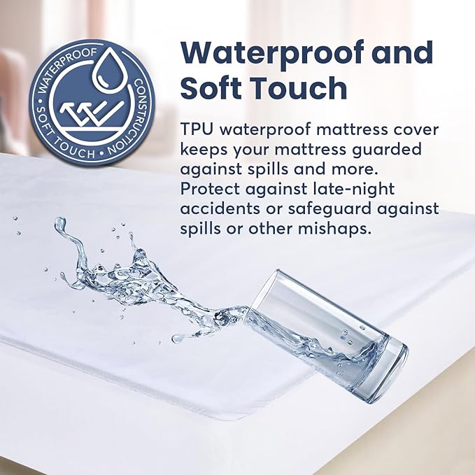 Waterproof Vinyl Mattress Protector – 39" x 75" x 12" Inch. Twin Bed Size Waterproof Bed Topper Elastic Fitting Heavy Duty 100% Waterproof Luxury Comfort – Mattress Protectors by Maypes