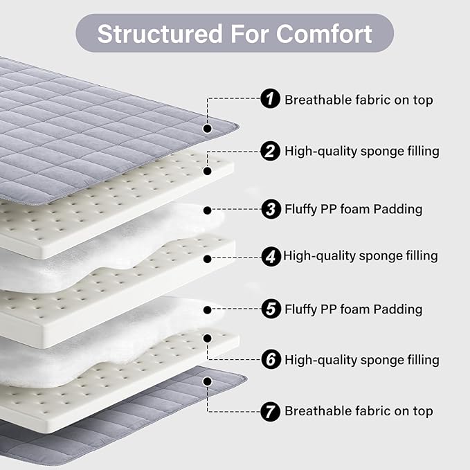 Tiita Futon Mattress 4” Thick Folding Roll Up Sleeping Pad with Bag & Strap, Bed Topper Mat for Guest, Lounger and Travel, Grey,Queen Size