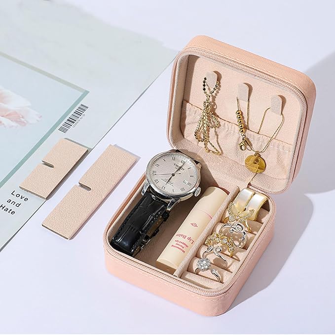 Travel Jewelry Case 2 Pack Mini Travel jewelry Box Portable Organizer Women Girls Gift Box for Rings Earrings Necklaces Bracelets - Image 5