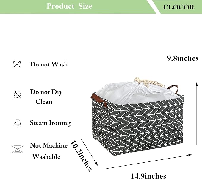 CLOCOR Rectangular Storage Basket,Collapsible Cute Pattern Storage Bin,Waterproof Coating Storage Box with Handles for Home Organization,Shelf Basket (3 Pack Grey Arrow) - Image 6