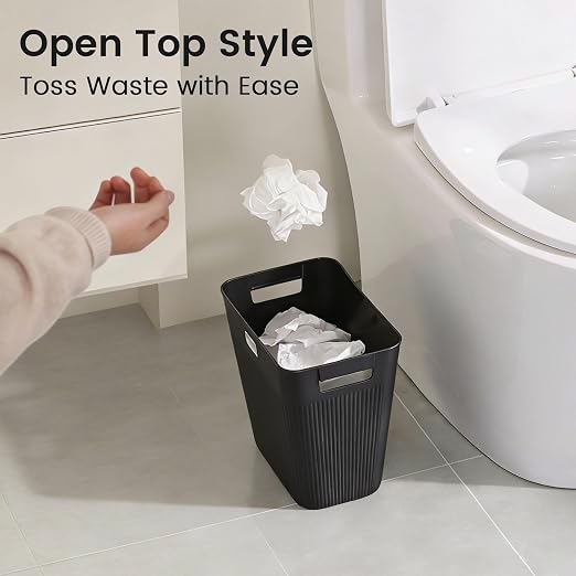 JOYMOOP Slim Trash Can 3-Pack, 2.9 Gallon Plastic Wastebasket for Bathroom, Bedroom, Office, Kitchen with 4 Rolls Bags, White - Image 4