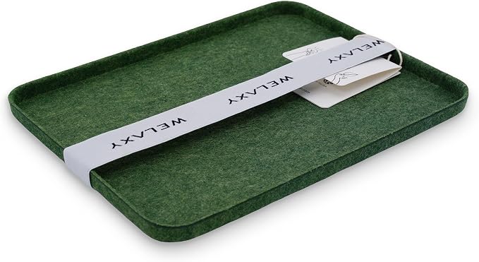 Welaxy felt tray Lid for Storage Bins Drawer Organizer bin cap of box for junk stuff stationery makeup jewelry closet bathroom minimalist lifestyle (Forest Green Lid, M) by Welaxy