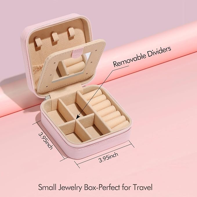 Parima Jewelry Organizer Box, Small Jewelry Box for Women Girls Initial P Travel Jewelry Case Small Jewelry Organizer Box Travel Jewelry Case Jewelry Box Organizer - Letter P, Pink - Image 3
