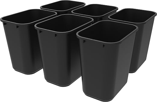 Storex 7 Gallon Trash Can, Gray, 6-Pack Black by Storex