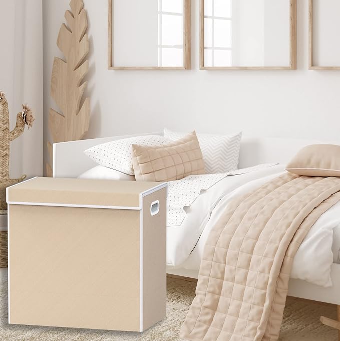 Simple Houseware Double Laundry Hamper with Lid and Removable Laundry Bags, Beige - Image 4