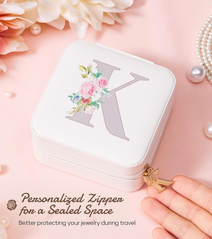 Enthralite Travel Jewelry Box for Girls: Traveling Jewelry Case Gift for Women - Mini Organizer for Necklaces Earrings White K - Image 5