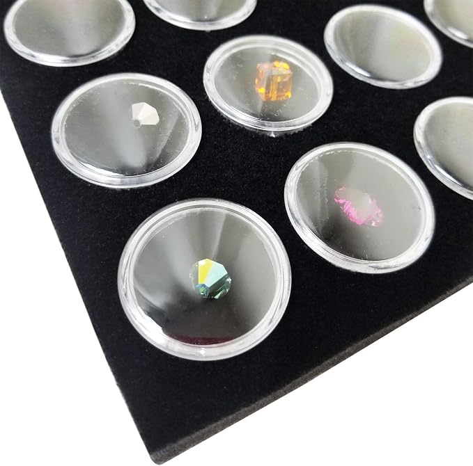 Ikee Design Jewelry Storage Tray Insert, 50 Gemstone Display Jars, Black Foam Liner, Home Organization, 14 1/4 x 7 3/4 x 3/4 in - Image 5