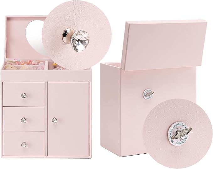 Vlando Musical Jewelry Box with Spinning Ballerina, Girls’ Jewelry Organizer for Necklaces Rings and Hair Accessories, Gift for Girls and Kids, Barely Pink - Image 2