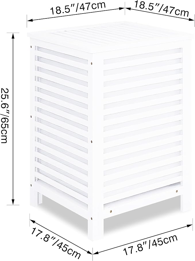 SMIBUY Double Laundry Hamper with Lid, 120L Bamboo Laundry Basket with Removable Liner Bag, 2-Section Clothes Divider Laundry Sorter for Laundry Room, Bathroom, Bedroom (White) - Image 3