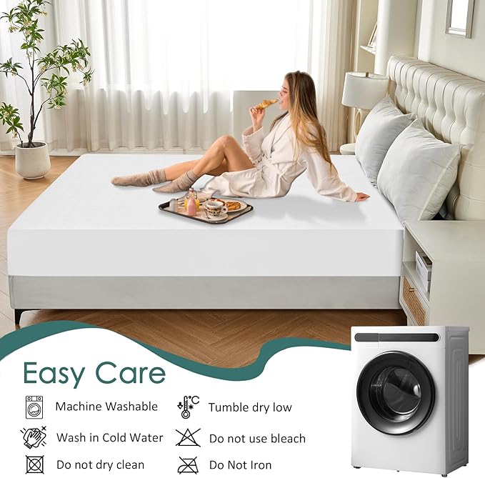Waterproof Mattress Protector Full, Breathable 3D Air Fabric Mattress Cover, Noiseless Mattress Pad Cover Fits Up to 18'' Deep Pocket Mattress, Machine Washable (White, 54'' X 76'')
