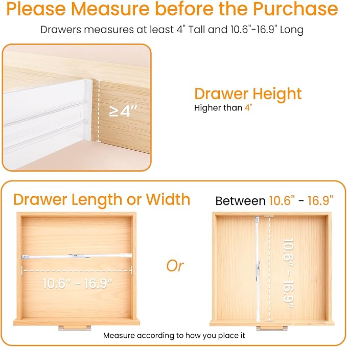 8 Pack Clear Drawer Dividers for Clothes, 4" High 10.6"–16.9" Adjustable Expandable Dresser Drawer Organizer, Dresser Separators for Baby Clothing, Underwear, Sock, Cosmetic, Kitchen, Office Storage - Image 7