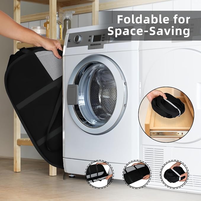 100L Collapsible Laundry Baskets, Tear Proof Pop Up Laundry Hamper with Dual Handles, Large Foldable Laundry Basket, Easy to Carry Laundry Hamper for Home, Laundry Room, Bedroom, Dorm, Travel Black - Image 3