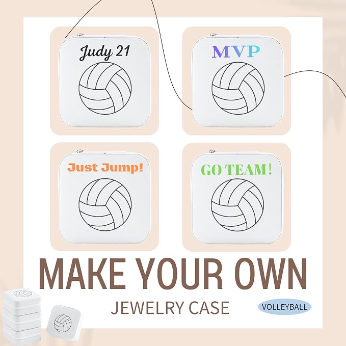 6-Pack Volleyball Portable Jewelry Box for Team Travel White Sport Jewelry Case Bulk Gifts for Volleyball Team Athletes & Sports Enthusiasts Christmas Events & Milestones - Image 4