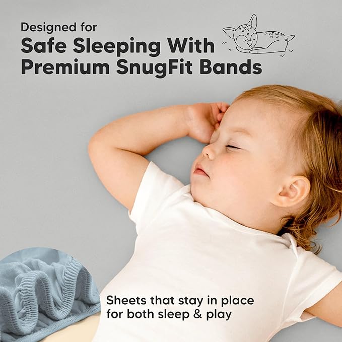Pack and Play Sheets Fitted - 2-Pack Mini Crib Sheets for Pack N Play Mattress 38x26, Soft & Cozy, Neutral Toddler Playard Bedding, Snug Fitted Mini Baby Crib Mattress Cover Boy, Girl (Steel)