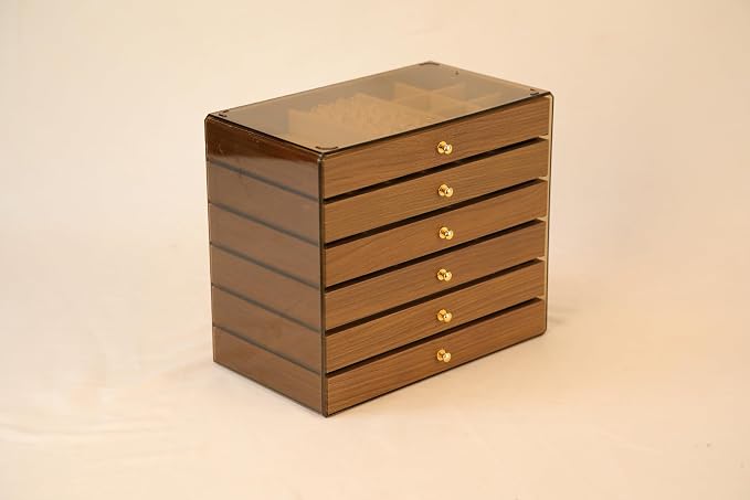 Wooden Jewelry Box Organizers and Storage for Girls Women 6 Drawers Multi-Layer Storage Case for Rings Earrings Necklaces Bracelets Vintage Box - Image 7