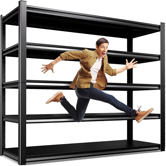 46''W Garage shelving,3000lbs AdjustableTall Heavy Duty Shelving,5T Garage Shelves ,Storage ShelvesUnit，Metal Standing Shelf Units， Utility Rack For Kitchen Warehouse Industrial Basement 71*46*20 by KORVENA