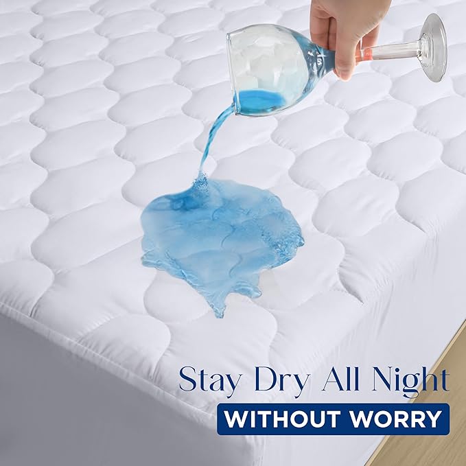 Utopia Bedding 2 Pack Waterproof Mattress Protector, Queen Mattress Pad, Noiseless Quilted Fitted Cover with Deep Pocket Stretches up to 16 Inches (White)