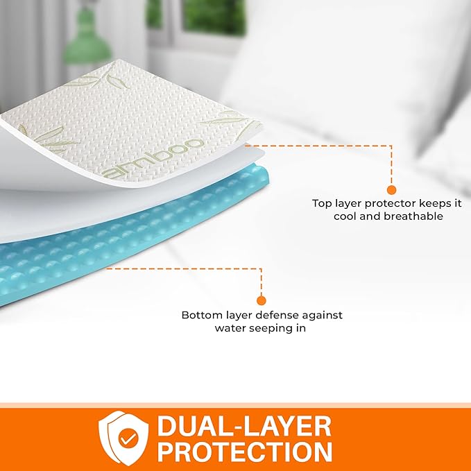 Cheer Collection Bamboo Mattress Protector - Highly Absorbent 100% Waterproof Incontinence Pad for Elderly Adults, Children and Pets - Twin