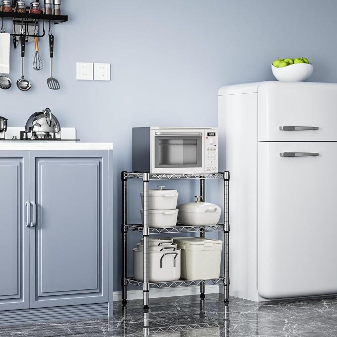 M MZG 750 lbs 3 Tier Shelf Metal Storage Shelves Wire Rack Closet Organizers with PP Board for Garage Kitchen Bathroom Laundry Chrome 11.8" D x 21.7" W x 28.6" H - Image 4