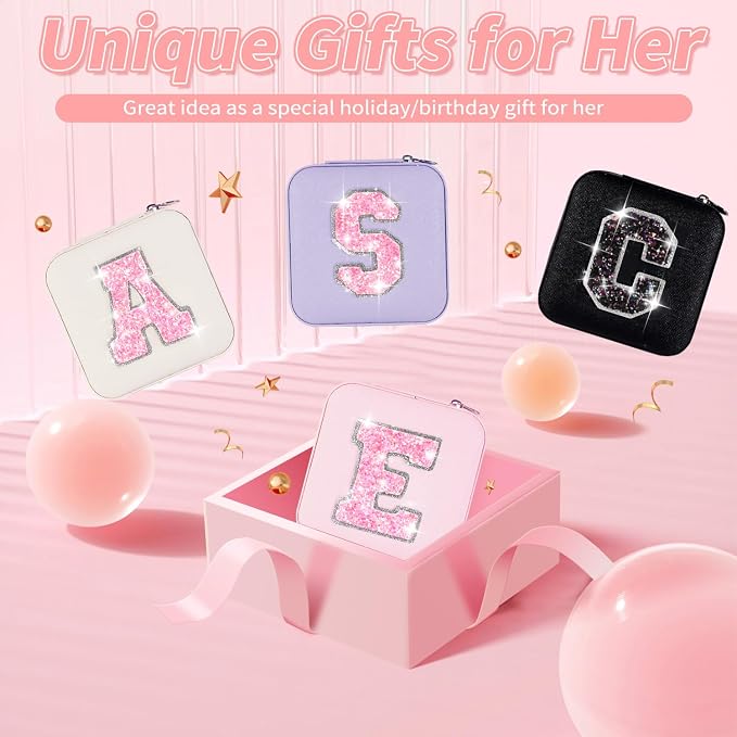 Uygafly Personalized Jewelry Case for Women Girls - Fashion Mini Jewelry Boxes - Trendy Travel Jewelry Organizer with Initials Letter - Teen Gifts | Pink,Z - Image 7