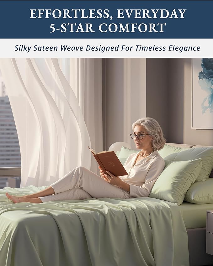 LANE LINEN 100% Egyptian Cotton Bed Sheets sábanas Twin Extra Long, Soft & Comfy Luxury Hotel Like Thick Bedding Sheets & Pillowcase Set, Machine Wash Naturally Cooling - Mineral
