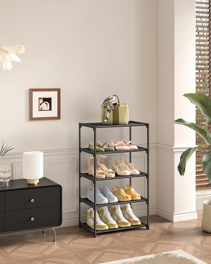 Autonomier 5-Tier Extra Small Shoe Rack (16.3" Wide), Narrow Space-Saving Organizer for Small Spaces, Non-Woven Fabric Lightweight Shoe Shelves, for Closet, Front Door, Entryway, Kids/Toddler/Adults - Image 2