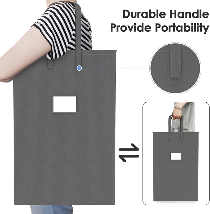 75L Large Laundry Hamper with Handles, Dirty Clothes Hamper for Bedroom Waterproof, Freestanding Tall Laundry Basket Waterproof, Hamper for Bedroom, Bathroom, Dorm, Toys Storage(Grey） - Image 4