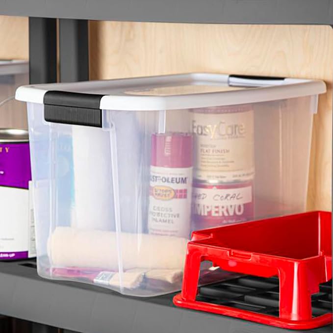Sterilite 12-Pack 30 Quart Ultra Latch Box, Clear Storage Organizer Bins w/Latching Lids - Stackable Plastic Containers for Home Organization in Garage, Attic, Basement, and Closet - Image 7