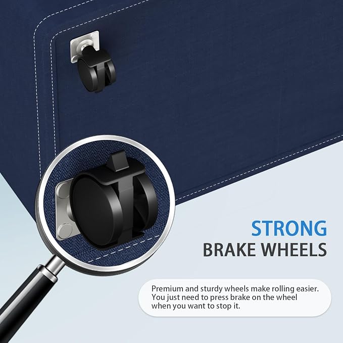 HomeHacks 75L Rolling Laundry Basket with Wheels, Collapsible & Waterproof Laundry Hamper, Mobile Clothes Hamper, Storage Laundry Bins with Handles for Laundry Room, Bedroom, Bathroom & Dorm, Blue - Image 4