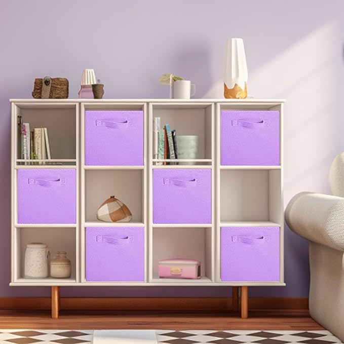 ShellKingdom Storage Bins, Foldable Fabric Storage Cubes And Cloth Storage Organizer Drawer For Closet And Toys Storage, 6 Pack (Lavender) - Image 3