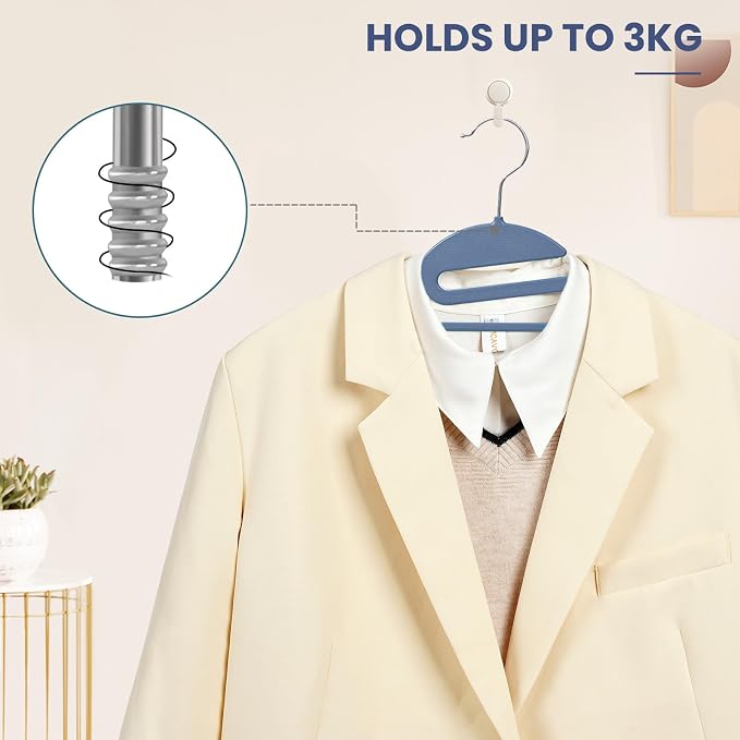 Heavy Duty Plastic Hangers 50 Pack with Non-Slip Design,0.2 Inches Thick,360°Swivel Hook Space Saving Organizer for Bedroom Closet,Shirts,Pants,Strong Enough for Coat(Nacy- S Shaped) - Image 6