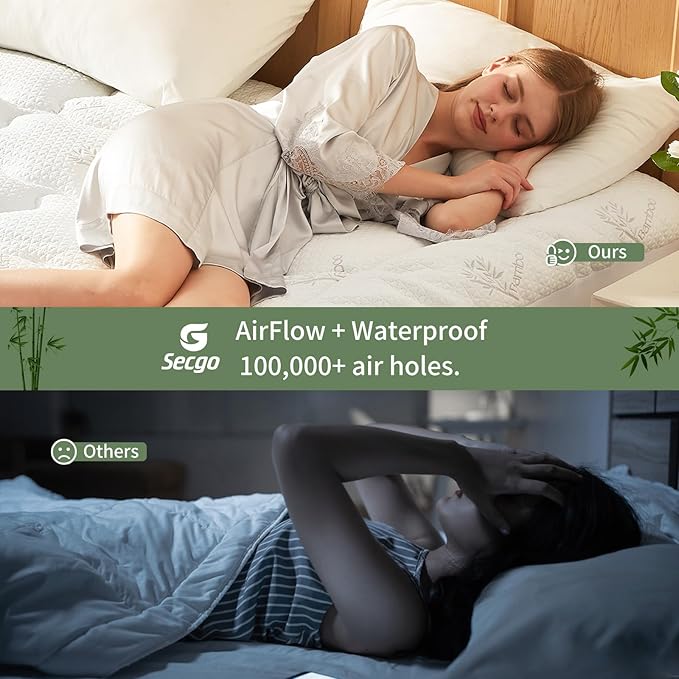 Premium 100% Waterproof Twin Mattress Topper, Breathable Mattress Pad, Rayon from Bambo Bed Protector, Deep Pocket Sheet Cover 8"-21"