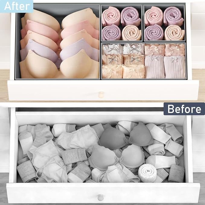 DIMJ Drawer Organizer Clothes - 20 Pack Closet Drawer Organizer Bins for Baby Clothes Storage, Fabric Dresser Organizer for Nursery Bedroom, Foldable Small Drawer Dividers for Underwear Socks - Image 5