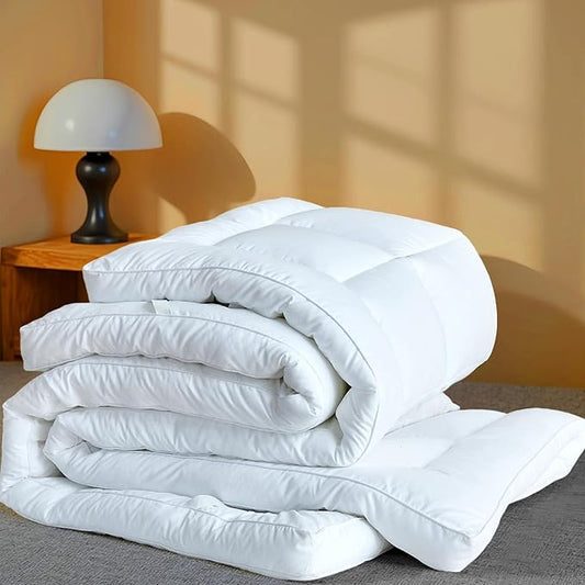 Luxury Hotel Sellected 3 Inch Mattress Topper, Goose-Down-Like Fiber Mattress Topper for Any Season Any Room, Ultra Fluffy and Long-Lasting, Durable, 4 Elastic Bands, Full