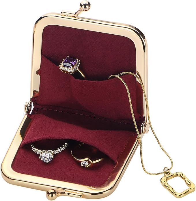 Royal Bagger Mini Ultra-Thin Jewelry Box & Kiss Lock Purse – Signature Coated Canvas, Women's Essential 8120 (Coffee) - Image 5