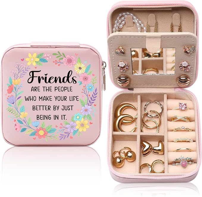 GAOLZIUY Friendship Gifts for Women Jewelry Box, Friends Make Life Better Jewelry Case, Best Friends Gift for Birthday, Valentines Day for Bestie, BFF, Her by GAOLZIUY