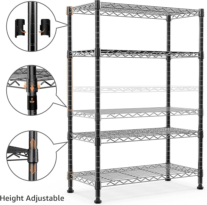 M MZG 1000 lbs Storage Shelving Steel Heavy Duty 4-Tier Utility Shelving Unit Steel Organizer Wire Rack for Home,Kitchen,Office (13.7" D x 29.5" W x 47.2" H) - Image 5