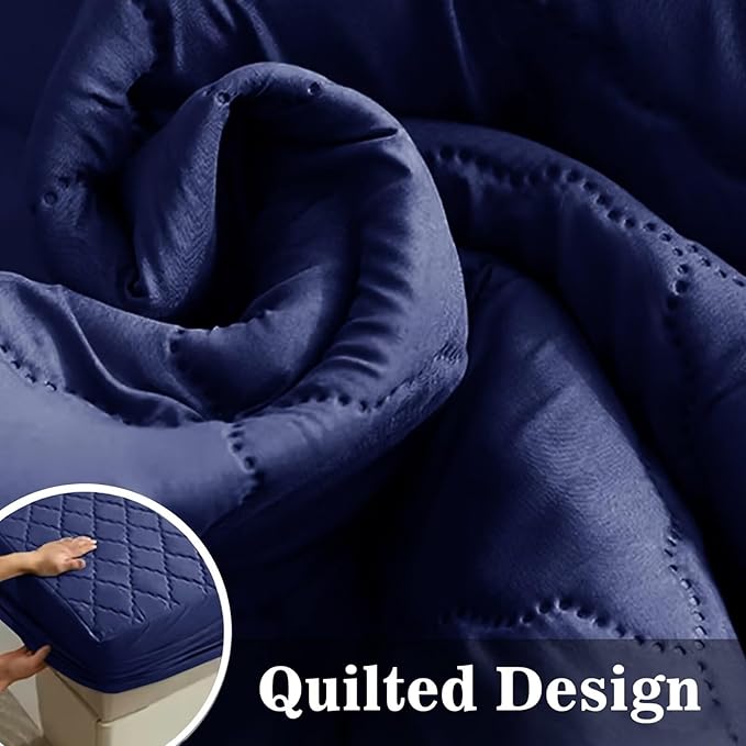Shatex Queen Size Mattress Pad - Breathable Quilted Mattress Topper Protector with 8-16 Inches Deep Pocket, Machine Washable (60x80inch,Navy)