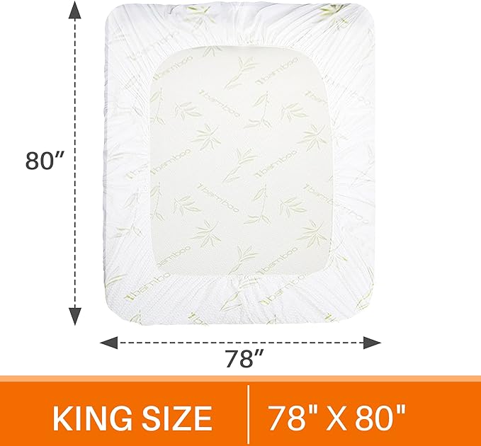 Cheer Collection Bamboo Mattress Protector - Highly Absorbent 100% Waterproof Incontinence Pad for Elderly Adults, Children and Pets - King