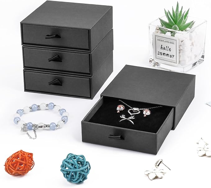 Jewelry Gift Boxes, 20 Pack 3.5×3.5x1Inch Cardboard Jewelry Boxes, Bulk Small Jewelry Boxes with Lids for Necklace Ring Earring Display Box (Black) - Image 6
